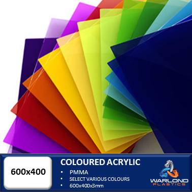 COLOURED ACRYLIC SHEET 600x400x3mm